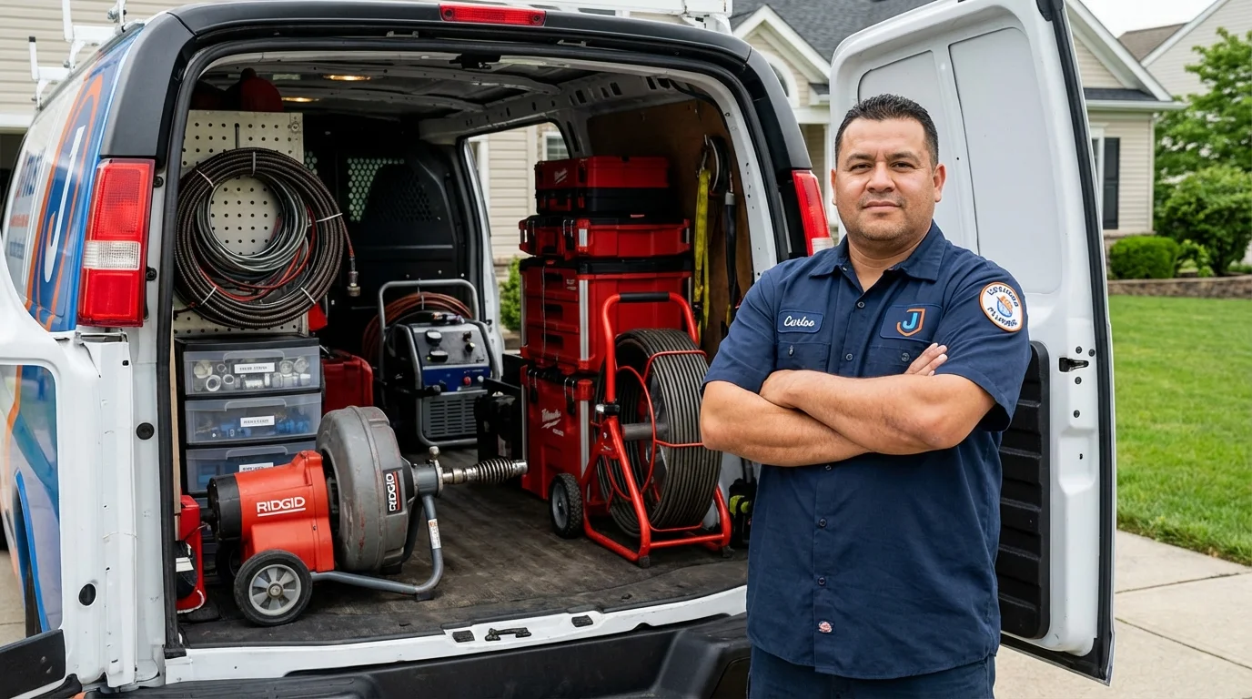 Professional drain cleaning equipment and Johns Plumbing LLC plumber in Seffner