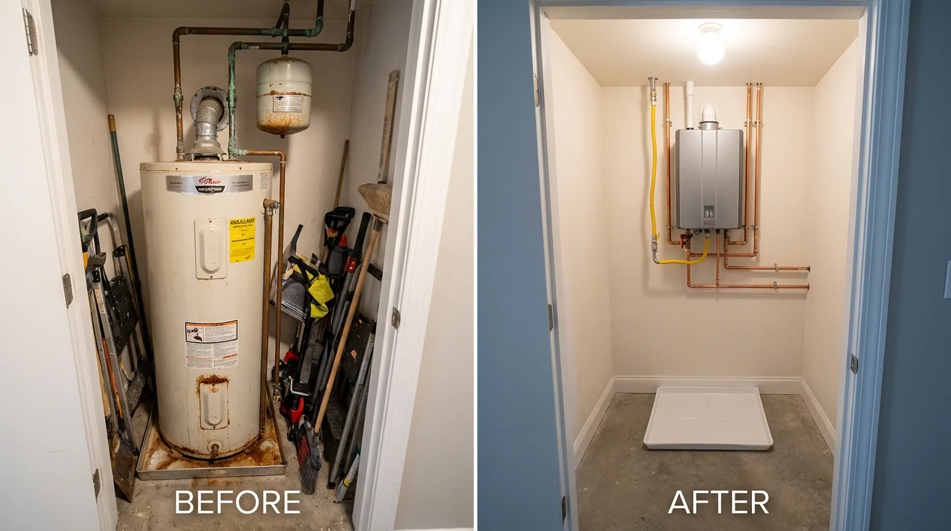 Tank water heater versus wall-mounted tankless unit comparison for Seffner, FL homeowners