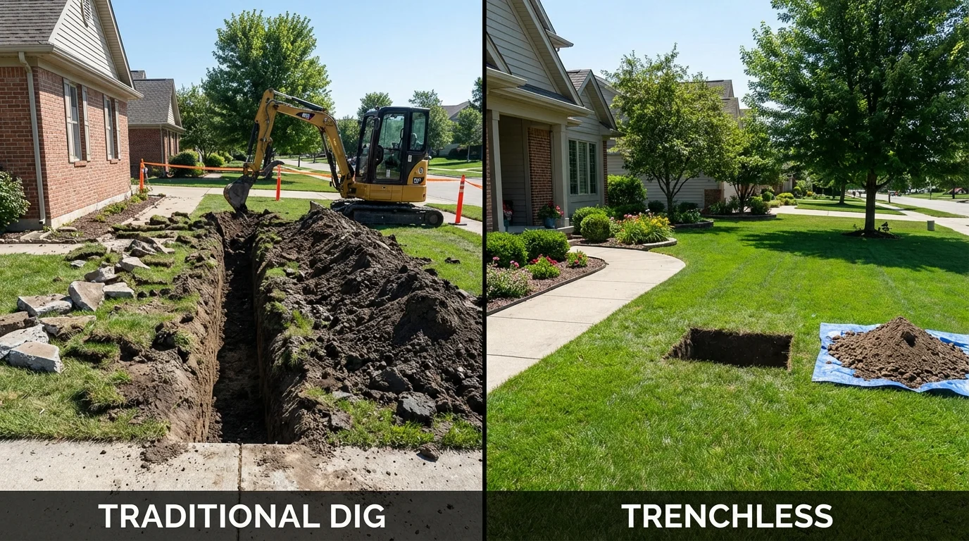 Trenchless sewer repair with minimal yard damage versus traditional excavation in Seffner, FL